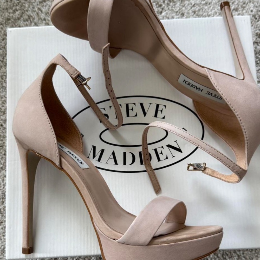 Steve Madden Blush Nude Suede Platform Stiletto Sandals